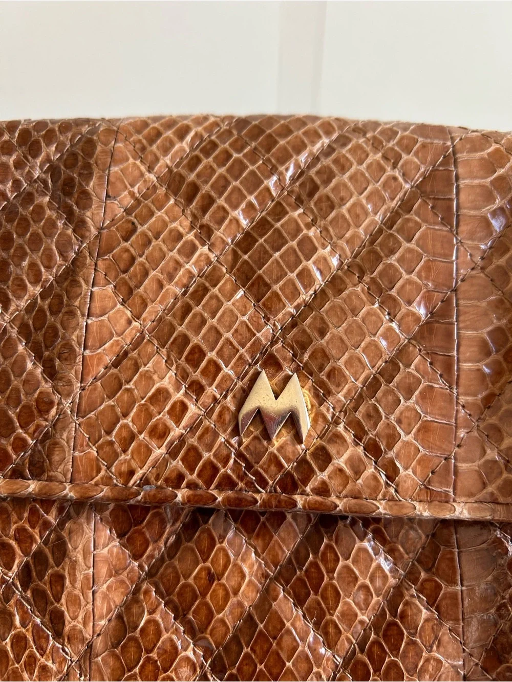 Quilted Brown Leather Crossbody Bag with Chain Strap